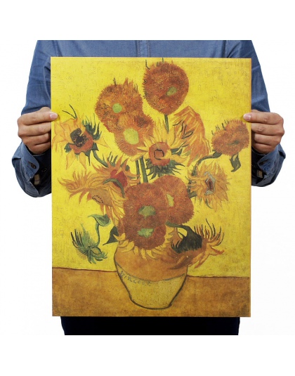 Van Gogh słonecznik papier pakowy vintage klasyczny film plakat do dekoracji domu ścianie garażu sztuka dekoracyjna Retro drukuj