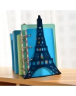 2 sztuk/para moda wieża eiffla projekt regał duży Metal Bookend uchwyt biurkowy stojak na książki organizator prezent biurowe