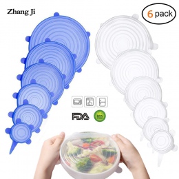 Zhangji 6 paczka silikonowe pokrywy trwałe wielokrotnego użytku żywności hermetyczne Wrap pokrowce pasuje do wszystkich rozmiaró