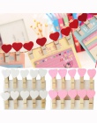 20 sztuk drewniane Clothespin artykuły biurowe Craft klipy kolorowe Mini miłość serce DIY ubrania papieru Peg Clothespin 3.5x0.7