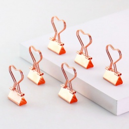 TUTU 12 sztuk/partia jednolity kolor różowe złoty Metal Binder klipy notatki list w kształcie serca w kształcie serca spinacz do