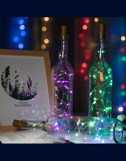 2 M 20 na wino LED lampki do butelek Cork LED girlanda świetlna srebrny drut wróżka światła do szkła rzemiosło boże narodzenie s