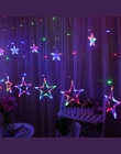 LED String światła Pentagram gwiazda kurtyna świetlna bajki ślub urodziny lampki świąteczne dekoracji wnętrz światła 220 V IP44