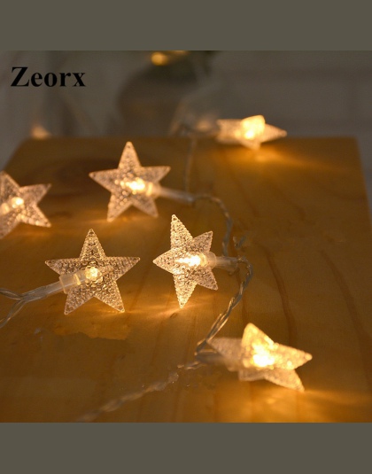 ZEORX 1/2 M LED girlanda z lampkami w kształcie gwiazdek LED Fairy światła świąt bożego narodzenia światła dekoracyjne bateria d