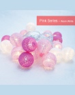 Bawełna piłka doprowadziły światła ciąg 10 diody led świąteczna światełka różowy dziewczyna 3.5 cm Dia 8 serii wróżka wianek świ