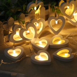 1 M 10 diod LED 2 M 20 diod LED drewniane serce LED String światła romantyczny walentynki boże narodzenie urodziny ślub światła 