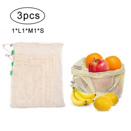 3 sztuk Eco Friendly torba do przechowywania wielokrotnego użytku torby z siatki z siatki owoce warzywa ecologico torby do przec