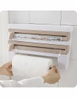 Z tworzywa sztucznego folia ochronna do lodówki stojak do przechowywania Wrap Cutter Wall Hanging uchwyt na ręcznik papierowy or