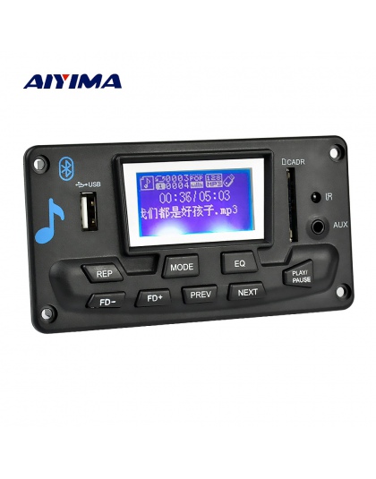 AIYIMA 12 V LCD Bluetooth MP3 pokładzie dekoder WAV WMA dekodowania MP3 odtwarzacz moduł audio wsparcie Radio FM AUX USB z, gdy 
