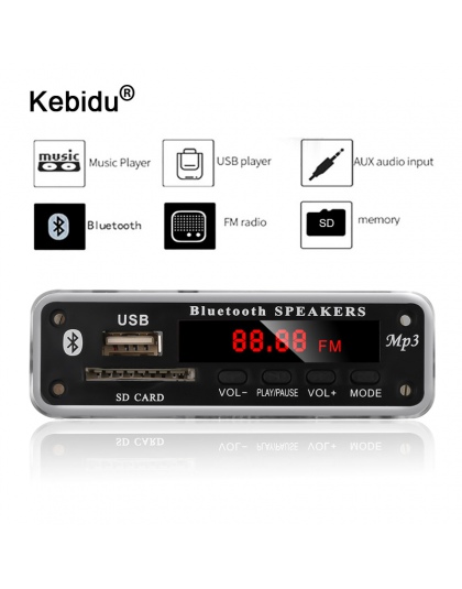 Kebidu 5 V 12 V DC SD FM Radio Audio MP3 odtwarzacz AUX 3.5 MM MP3 moduł pokładzie dekoder USB zasilania dla samochodów pilot zd