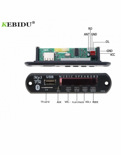 Kebidu MP3 WMA dekoder pokładzie DC 12 V 5 V bezprzewodowe Bluetooth moduł audio MP3 odtwarzacz USB FM TF Radio dla samochód MP3