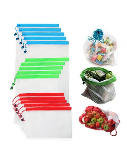 5 sztuk/partia siatki wielokrotnego użytku torby z siatki nadające się do prania Eco Friendly torby na zakupy spożywcze do przec