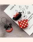 Słuchawki Bluetooth Case dla Airpods 2 1 akcesoria ochronne pokrywa Bag anti-stracił pasek Cute Cartoon DIY silikon Mickey minni