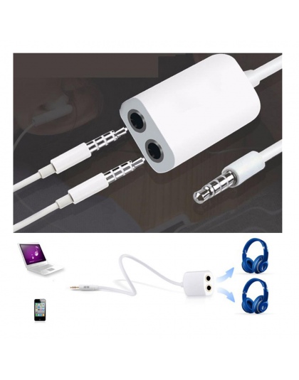1 PC 3.5mm biały podwójny słuchawki słuchawki Y kabel splittera Adapter przewodu Jack wtyczka Audio kabel akcesoria do telefonów