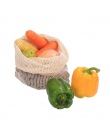 3 rozmiar wielokrotnego użytku z bawełny warzyw strona główna kuchnia owoce i warzywa do przechowywania worki siatkowe ze sznurk
