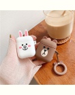 Dla przypadku AirPods 3D Cute Cartoon słuchawki etui na Apple Airpods 2 śmieszne akcesoria osłona z pierścieniem na palec pasek