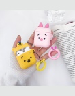 Dla przypadku AirPods 3D Cute Cartoon słuchawki etui na Apple Airpods 2 śmieszne akcesoria osłona z pierścieniem na palec pasek