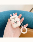 Dla przypadku AirPods 3D Cute Cartoon słuchawki etui na Apple Airpods 2 śmieszne akcesoria osłona z pierścieniem na palec pasek