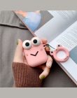 Dla przypadku AirPods 3D Cute Cartoon słuchawki etui na Apple Airpods 2 śmieszne akcesoria osłona z pierścieniem na palec pasek