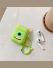 Dla przypadku AirPods 3D Cute Cartoon słuchawki etui na Apple Airpods 2 śmieszne akcesoria osłona z pierścieniem na palec pasek