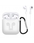 Zestaw 3 akcesoria silikonowe skóra ochronna pokrowiec etui Anti Lost pasek karabinek klamra dla AirPods i12 i10 tws