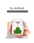 Przezroczysty słuchawki etui na Apple AirPods 2 ładowania Box Cute Cartoon kaktus dziewczyna twardy PC kryształ pokrywa torba dl