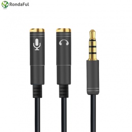 3.5mm Mic + rozdzielacz do słuchawek Audio kabel 3.5mm splitte Aux kabel do mikrofonu komputerowego telefon komórkowy splitter d