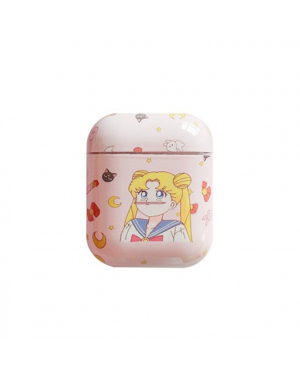 Śliczne Sailor Moon różowy przypadku airpods akcesoria do kreskówek dla Apple Airpods torba do ładowania słuchawki Bluetooth pok