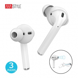 AhaStyle 3 pary silikonowych wkładek dousznych pokrowiec Case dla Apple AirPods hak do przechowywania etui + Anti-Slip końcówki 