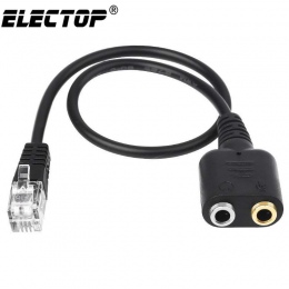 Electop nowy 1 PC 25 cm podwójny 3.5mm Audio Jack żeński na męski RJ9 Adapter wtyczki konwerter kabel PC słuchawki komputerowe t