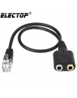 Electop nowy 1 PC 25 cm podwójny 3.5mm Audio Jack żeński na męski RJ9 Adapter wtyczki konwerter kabel PC słuchawki komputerowe t