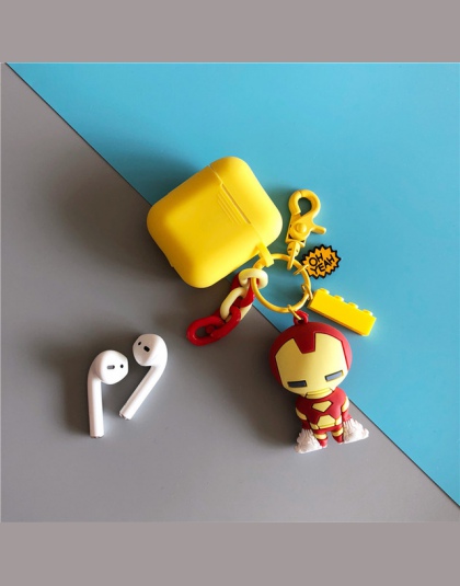 Iron Man Captain America Marvel lalki brelok silikonowe etui do Apple Airpods miękka, odporna na wstrząsy pokrywa dla nowego air