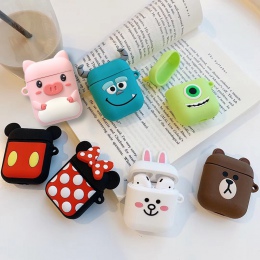 Śliczne miękkie silikonowe etui do Apple Airpods okno ładowania uroczy niedźwiedź brunatny Mickey etui na słuchawki dla AirPods 