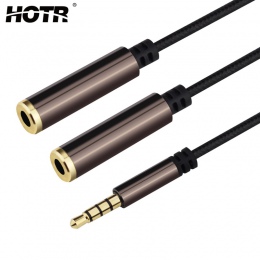 Splot słuchawki udział przewód adapterowy 3.5mm Audio Aux męski na 2 żeńskie przedłużacz słuchawkowy podłączony jest kabel rozdz