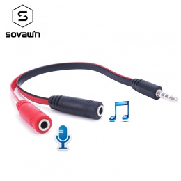 190mm 3.5mm męski na 2 gniazdo żeńskie Audio Y kabel splittera słuchawki zestaw słuchawkowy słuchawki mikrofon Adapter do komput