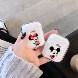 Torby na poduszki powietrzne Mickey Minnie Mouse Cartoon PC przezroczysty futerał na Airpods bezprzewodowy Bluretooth słuchawki 