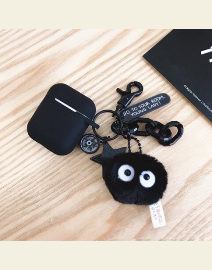 Czarny Totoro brykiety silikonowe słuchawki etui do Apple airpods klucz etui z uchwytem na palec akcesoria ochronne pokrywa Blue