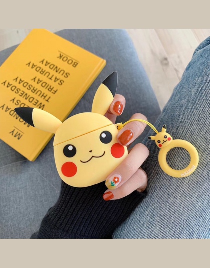 Poduszki powietrzne 2 Cartoon Pokemon śliczne śmieszne Pikachu słuchawki pokrywa dla Apple bezprzewodowy zestaw słuchawkowy blue