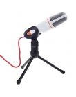 TGETH 3.5mm Audio kondensator przewodowy stereo SF-666 mikrofon z uchwyt stojak klip dla PC rozmowę laptop do śpiewania karaoke