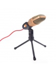 TGETH 3.5mm Audio kondensator przewodowy stereo SF-666 mikrofon z uchwyt stojak klip dla PC rozmowę laptop do śpiewania karaoke