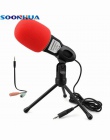 SOONHUA Hot moda 3.5mm pulpit mikrofon profesjonalny nadawanie Studio mikrofon kondensujący z Mini statyw dla PC
