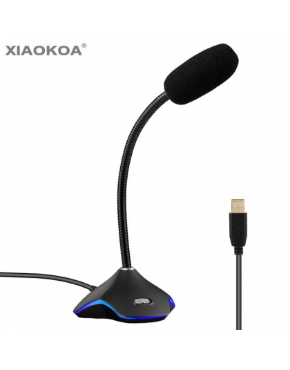 XIAOKOA CK elastyczne USB pojemnościowy mikrofon do komputera z led światła do nagrywania do gier rozmowę komputera mikrofony