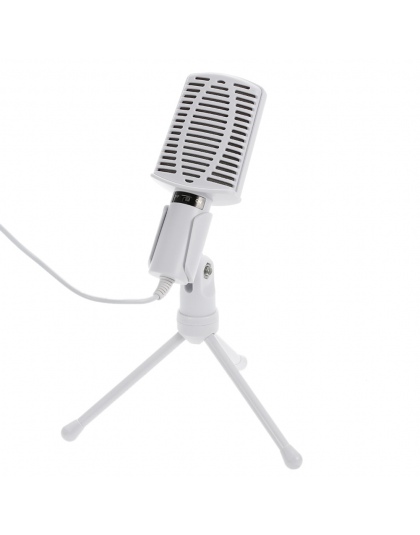 Profesjonalny mikrofon pojemnościowy 3.5mm Jack AUX przewodowy przenośny pulpitu blat mikrofon z stojak trójnóg dla komputer sta
