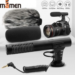 Mamen Audio 3.5 MM Super kardioidalny mikrofon do nagrań do kamery wideo HD telefon komórkowy komputer Stereo kamera mikrofon