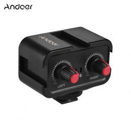Andoer WS-VS dwukanałowy mikrofon audio mikser Adapter 3.5mm wyjście Stereo do aparatu Canon Nikon Sony DSLR kamery