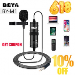 Mikrofon BOYA BY-M1 6 m Clip-on Lavalier Mini Audio 3.5mm kołnierz skraplacza Lapel mikrofon do nagrywania Canon /iPhone lustrza