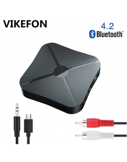 VIKEFON Bluetooth 4.2 odbiornik nadajnik 2 w 1 Audio muzyka Stereo bezprzewodowy Adapter z RCA 3.5 MM AUX Jack dla do domu TV MP