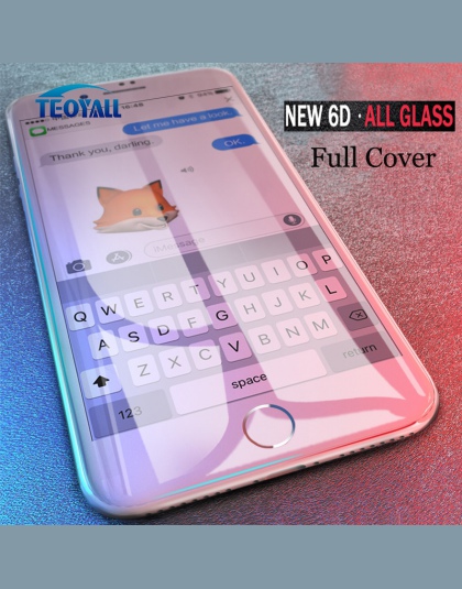 TeoYall pełna 6D krawędzi szkło hartowane dla iPhone X XS 7 8 6 6 s Plus osłona ekranu na telefonie iPhone 7 8 6 10 XS MAX XR oc