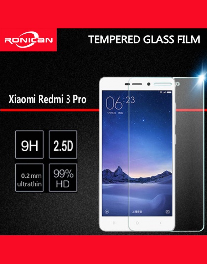 RONICAN Xiaomi Redmi 3 S szkło hartowane Redmi 3 Pro Screen Protector wybuchu Film Xiaomi Xiaomi Redmi 3 s 3 s 3x 4A szkło 5.0 c