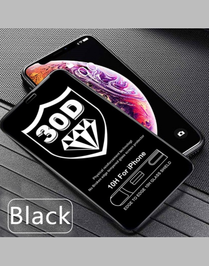 30D szkło ochronne na dla iPhone X XS Max XR hartowane folia ochronna na ekran zakrzywione krawędzi szkła XR XS Max pełna pokryw